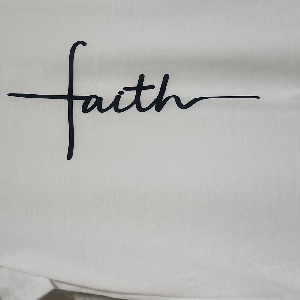 Women's White V-Neck Faith Tee Shirt - Picture 2 of 10